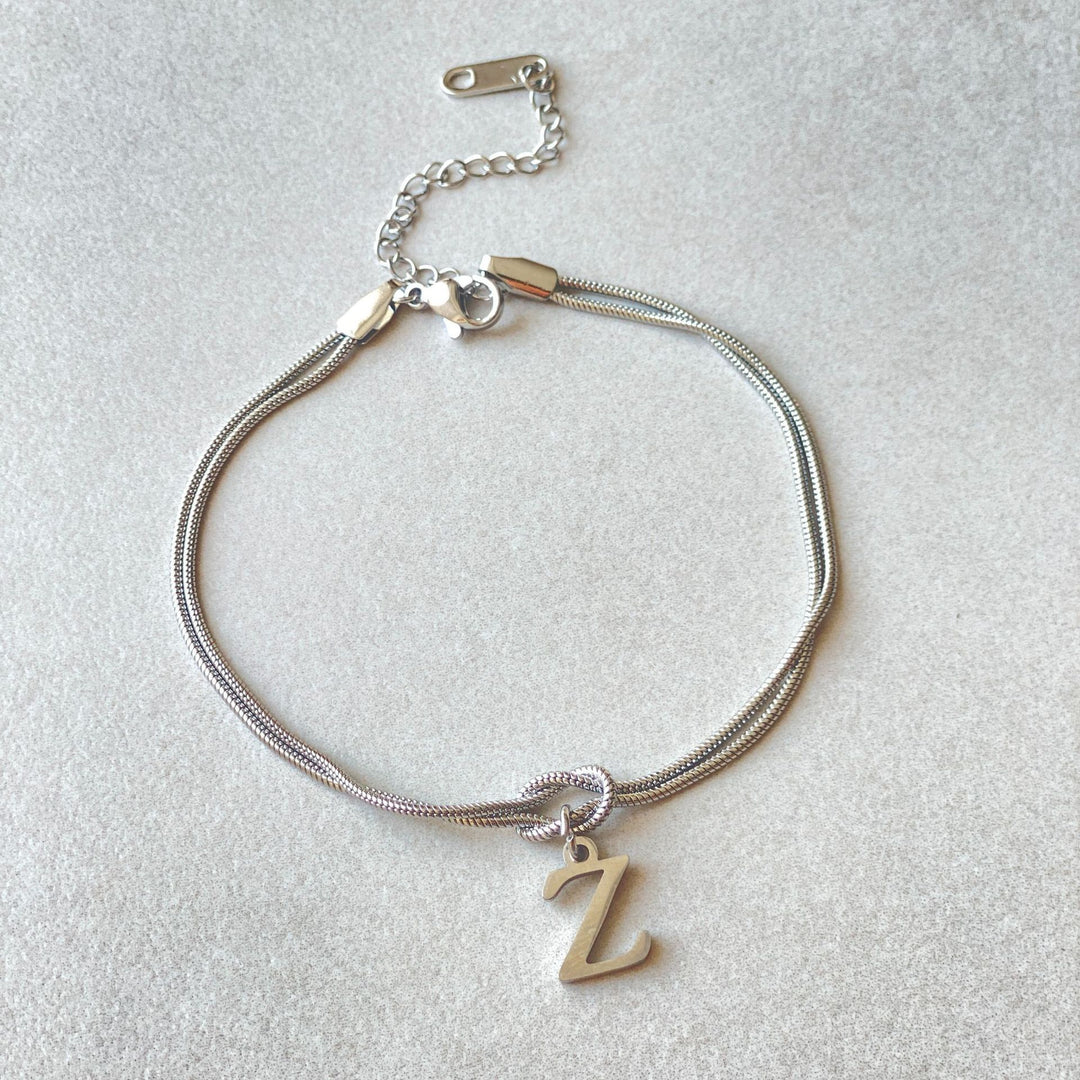 New Letter A-Z Love Knot Bracelets For Women Couple Gold Color Dainty Snake Chain Charm Bracelet Stainless Steel Jewelry Gift Valentine's Day Gifts