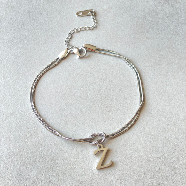New Letter A-Z Love Knot Bracelets For Women Couple Gold Color Dainty Snake Chain Charm Bracelet Stainless Steel Jewelry Gift Valentine's Day Gifts