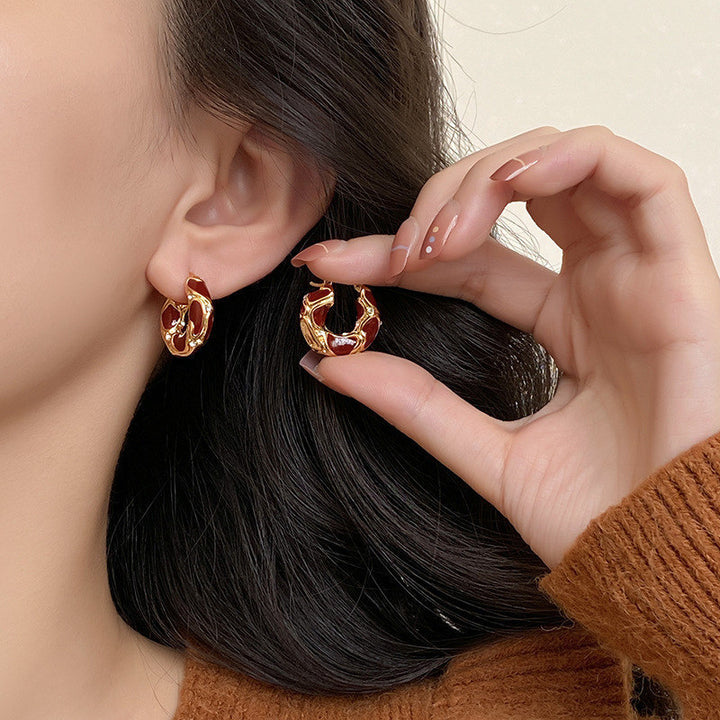 Modeschmuck Hoop Ohrringe Weibliche Emaille Lava Ohrring