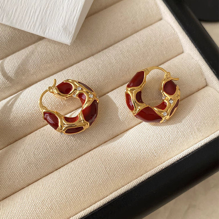 Modeschmuck Hoop Ohrringe Weibliche Emaille Lava Ohrring